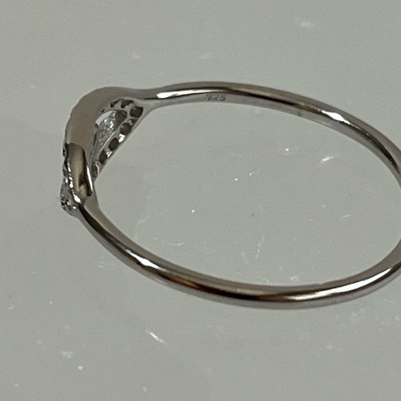 SOLID 925 STERLING SILVER DAINTY EVIL EYE RING CUBIC ZIRCONIA - Picture 3 of 6